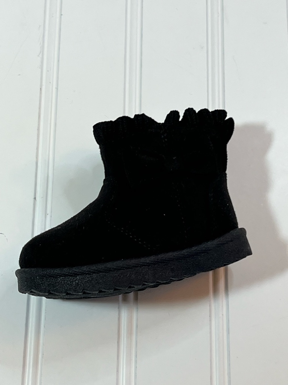 Wonder Nation Black Ruffle with Bow Ankle Boots for Baby NWT